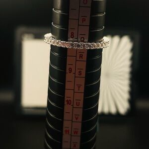 Classic Silver Eternity Band Ring with Clear Stones - Women Jewelry